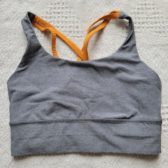 Lululemon Energy Bra *Long Line Heathered Slate / Vivid Amber - Picture 3 of 8